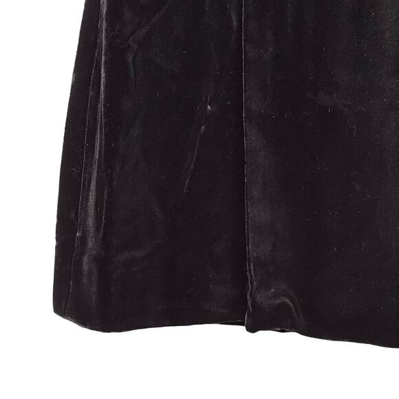 Vintage 60s Size Medium Black Velvet Sheath Dress Eyelet Half Sleeves Party - Picture 5 of 8